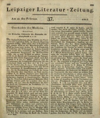 Leipziger Literaturzeitung Sonntag 12. Februar 1815