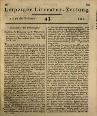 Leipziger Literaturzeitung Montag 20. Februar 1815