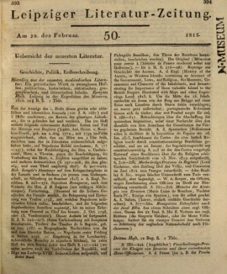 Leipziger Literaturzeitung Dienstag 28. Februar 1815