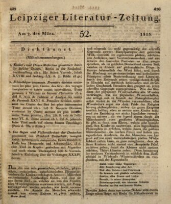 Leipziger Literaturzeitung Donnerstag 2. März 1815