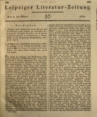 Leipziger Literaturzeitung Mittwoch 8. März 1815