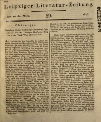 Leipziger Literaturzeitung Freitag 10. März 1815