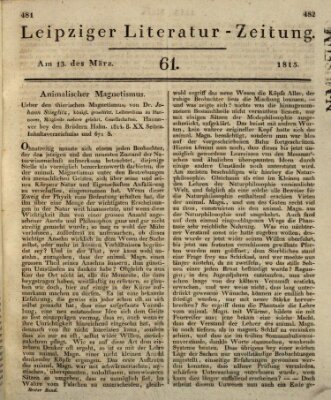 Leipziger Literaturzeitung Montag 13. März 1815