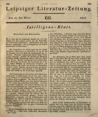 Leipziger Literaturzeitung Samstag 18. März 1815