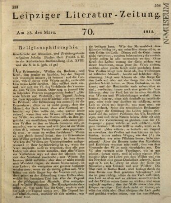 Leipziger Literaturzeitung Donnerstag 23. März 1815