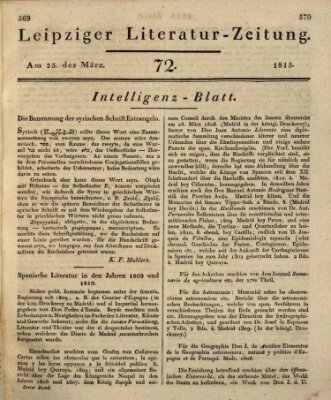 Leipziger Literaturzeitung Samstag 25. März 1815