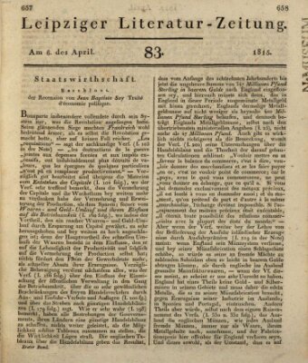 Leipziger Literaturzeitung Donnerstag 6. April 1815