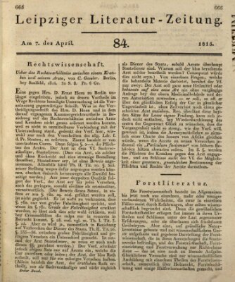 Leipziger Literaturzeitung Freitag 7. April 1815