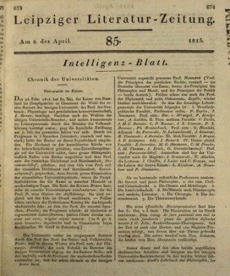 Leipziger Literaturzeitung Samstag 8. April 1815