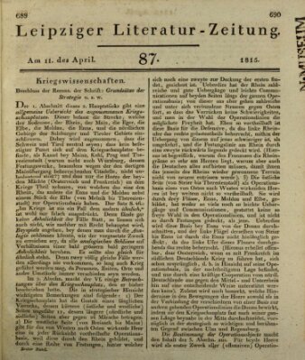 Leipziger Literaturzeitung Dienstag 11. April 1815