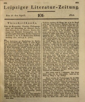 Leipziger Literaturzeitung Donnerstag 27. April 1815