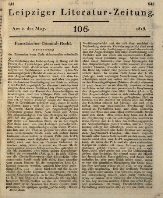 Leipziger Literaturzeitung Dienstag 2. Mai 1815