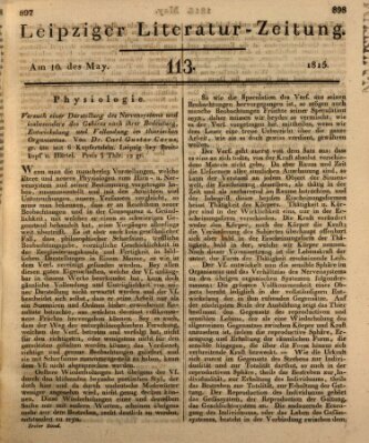 Leipziger Literaturzeitung Mittwoch 10. Mai 1815