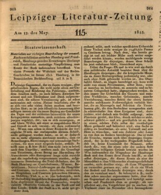 Leipziger Literaturzeitung Freitag 12. Mai 1815