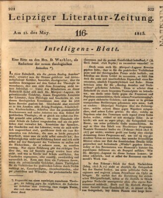 Leipziger Literaturzeitung Samstag 13. Mai 1815