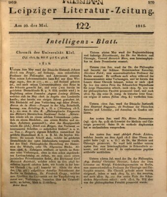 Leipziger Literaturzeitung Samstag 20. Mai 1815