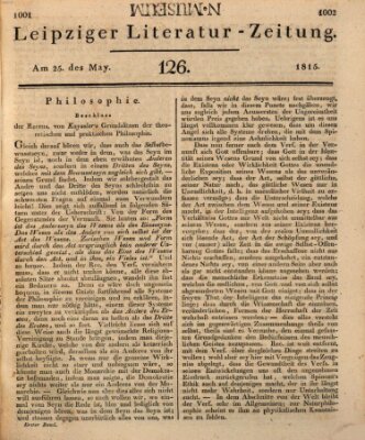 Leipziger Literaturzeitung Donnerstag 25. Mai 1815