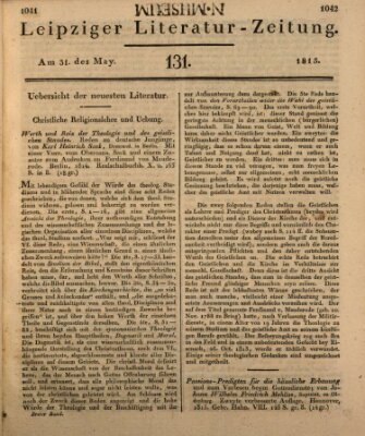 Leipziger Literaturzeitung Mittwoch 31. Mai 1815