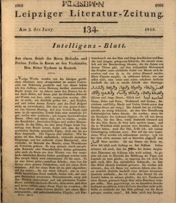 Leipziger Literaturzeitung Samstag 3. Juni 1815