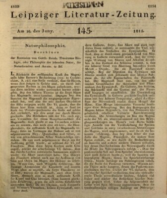 Leipziger Literaturzeitung Freitag 16. Juni 1815