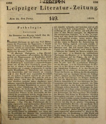 Leipziger Literaturzeitung Mittwoch 21. Juni 1815