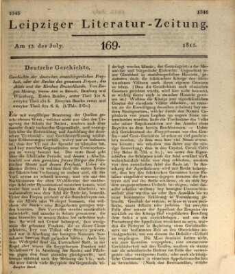 Leipziger Literaturzeitung Donnerstag 13. Juli 1815