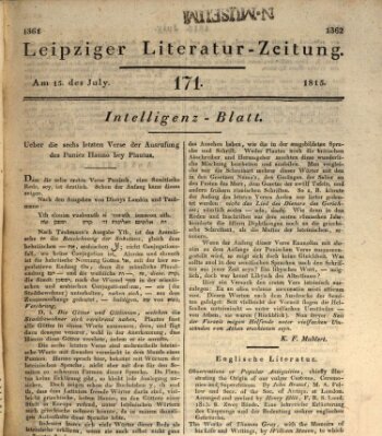 Leipziger Literaturzeitung Samstag 15. Juli 1815