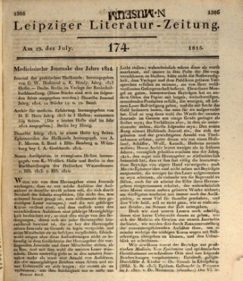 Leipziger Literaturzeitung Mittwoch 19. Juli 1815