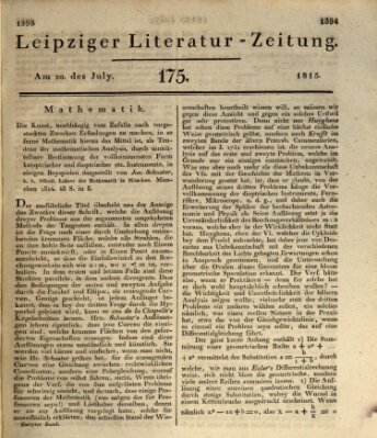 Leipziger Literaturzeitung Donnerstag 20. Juli 1815