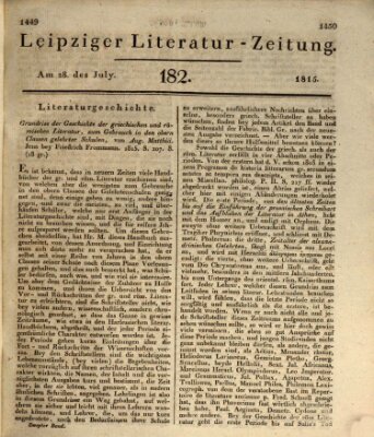 Leipziger Literaturzeitung Freitag 28. Juli 1815