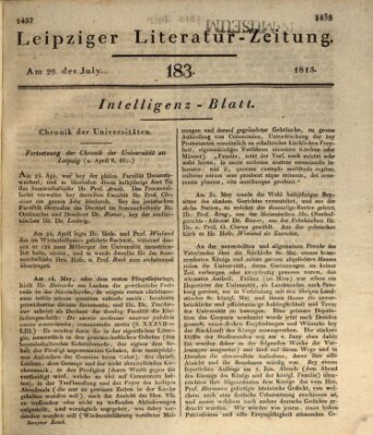 Leipziger Literaturzeitung Samstag 29. Juli 1815