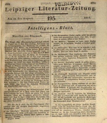 Leipziger Literaturzeitung Samstag 12. August 1815