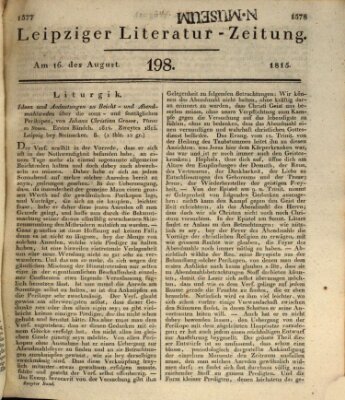 Leipziger Literaturzeitung Mittwoch 16. August 1815