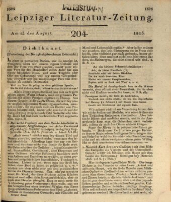 Leipziger Literaturzeitung Mittwoch 23. August 1815