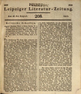 Leipziger Literaturzeitung Montag 28. August 1815