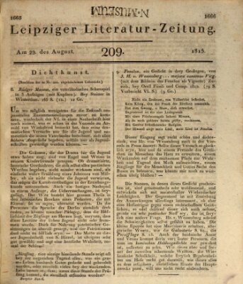 Leipziger Literaturzeitung Dienstag 29. August 1815