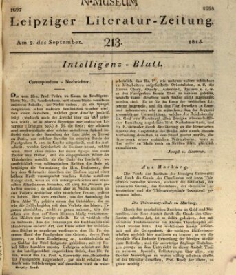 Leipziger Literaturzeitung Samstag 2. September 1815