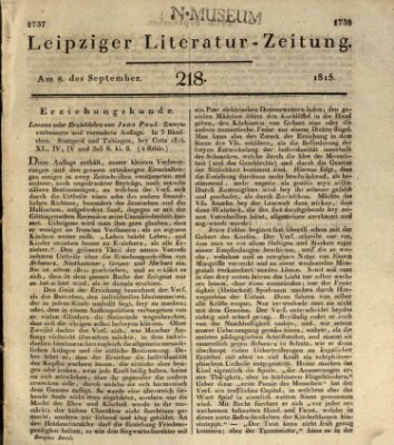 Leipziger Literaturzeitung Freitag 8. September 1815