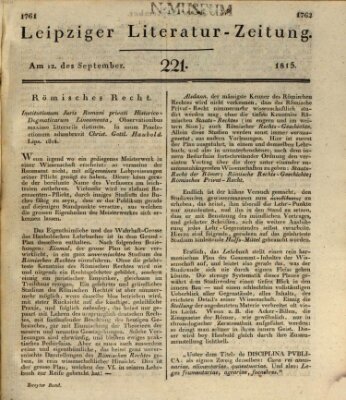 Leipziger Literaturzeitung Dienstag 12. September 1815