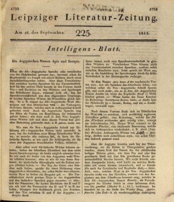 Leipziger Literaturzeitung Samstag 16. September 1815