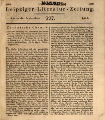 Leipziger Literaturzeitung Dienstag 19. September 1815