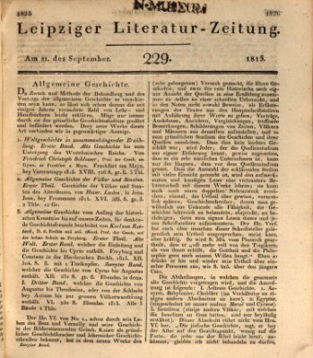 Leipziger Literaturzeitung Donnerstag 21. September 1815