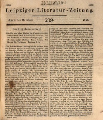 Leipziger Literaturzeitung Montag 2. Oktober 1815