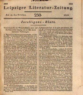 Leipziger Literaturzeitung Samstag 14. Oktober 1815