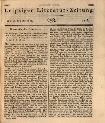 Leipziger Literaturzeitung Mittwoch 18. Oktober 1815