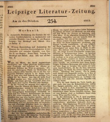 Leipziger Literaturzeitung Donnerstag 19. Oktober 1815