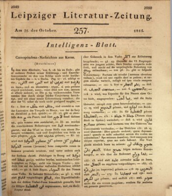 Leipziger Literaturzeitung Samstag 21. Oktober 1815