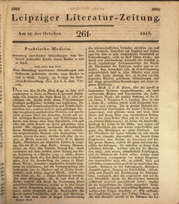 Leipziger Literaturzeitung Donnerstag 26. Oktober 1815