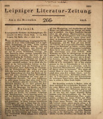 Leipziger Literaturzeitung Mittwoch 1. November 1815