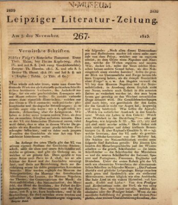 Leipziger Literaturzeitung Donnerstag 2. November 1815